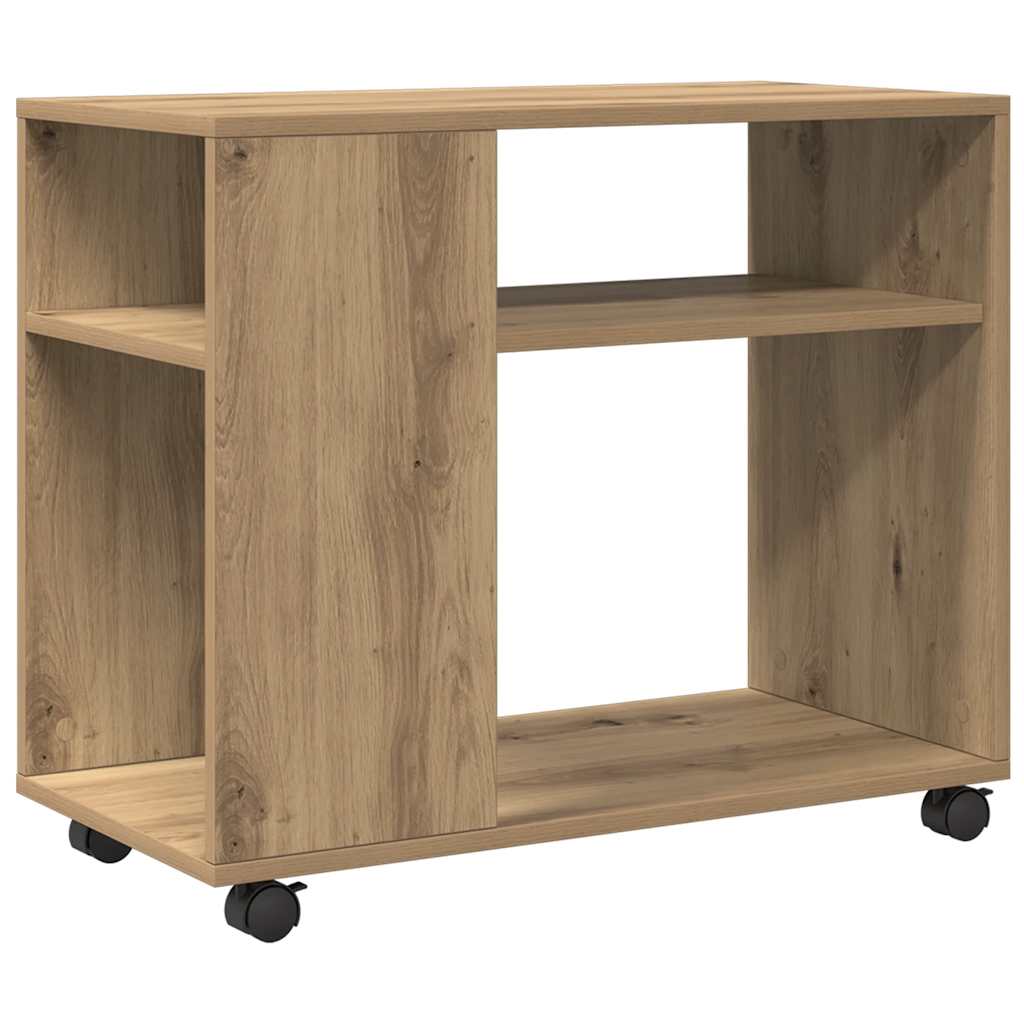 Side Table with Wheels Artisian Oak 70x35x60 cm Engineered Wood
