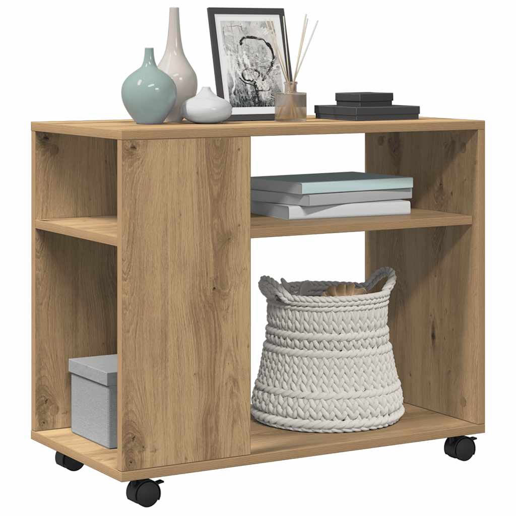 Side Table with Wheels Artisian Oak 70x35x60 cm Engineered Wood