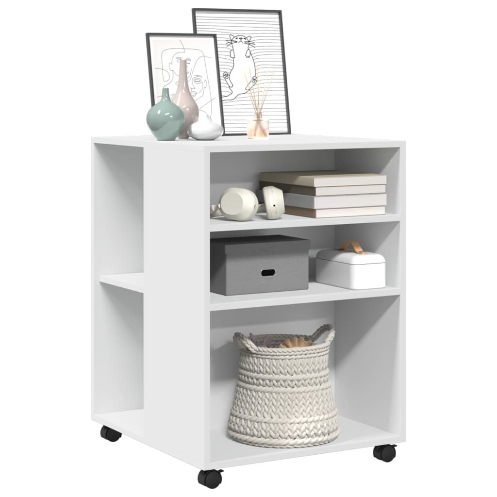 vidaXL Side Table with Wheels White 55x60x78 cm Engineered Wood