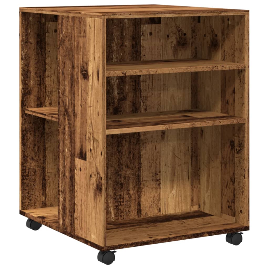 Side Table with Wheels Old Wood 55x60x78 cm Engineered Wood