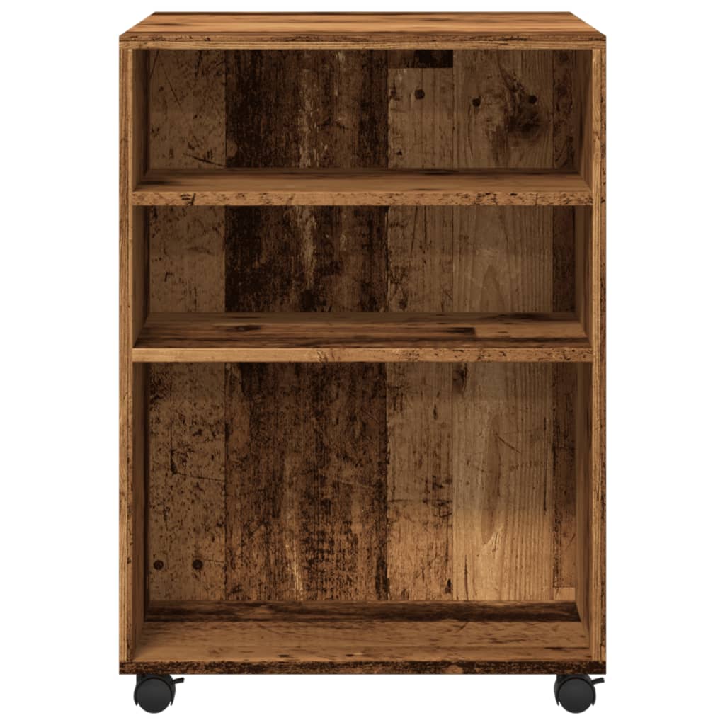 Side Table with Wheels Old Wood 55x60x78 cm Engineered Wood