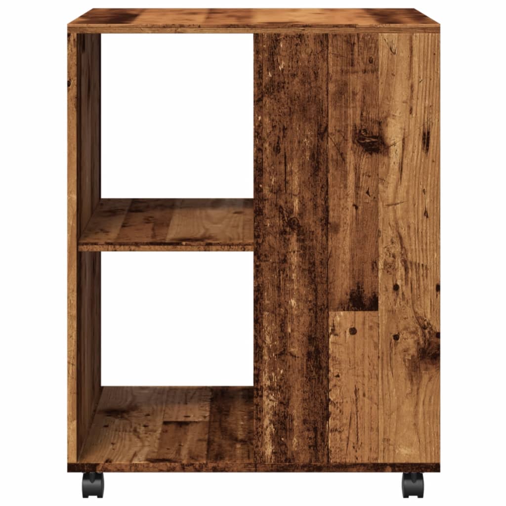 Side Table with Wheels Old Wood 55x60x78 cm Engineered Wood