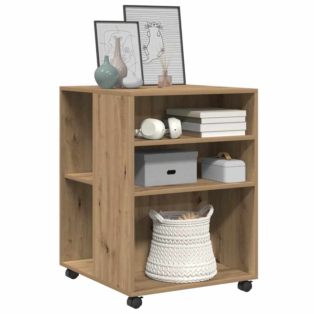 Side Table with Wheels Artisian Oak 55x60x78 cm Engineered Wood