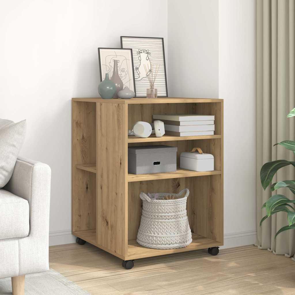 Side Table with Wheels Artisian Oak 55x60x78 cm Engineered Wood