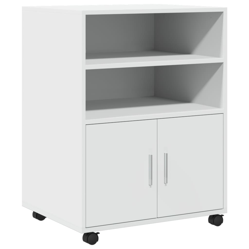 vidaXL Rolling Cabinet White 60x48x81 cm Engineered Wood