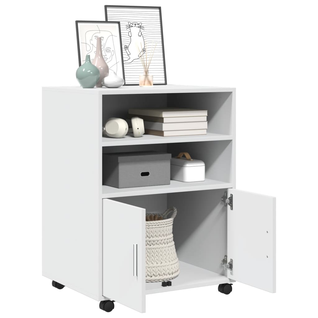 vidaXL Rolling Cabinet White 60x48x81 cm Engineered Wood