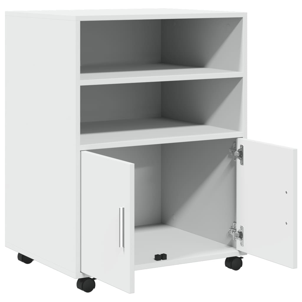 vidaXL Rolling Cabinet White 60x48x81 cm Engineered Wood