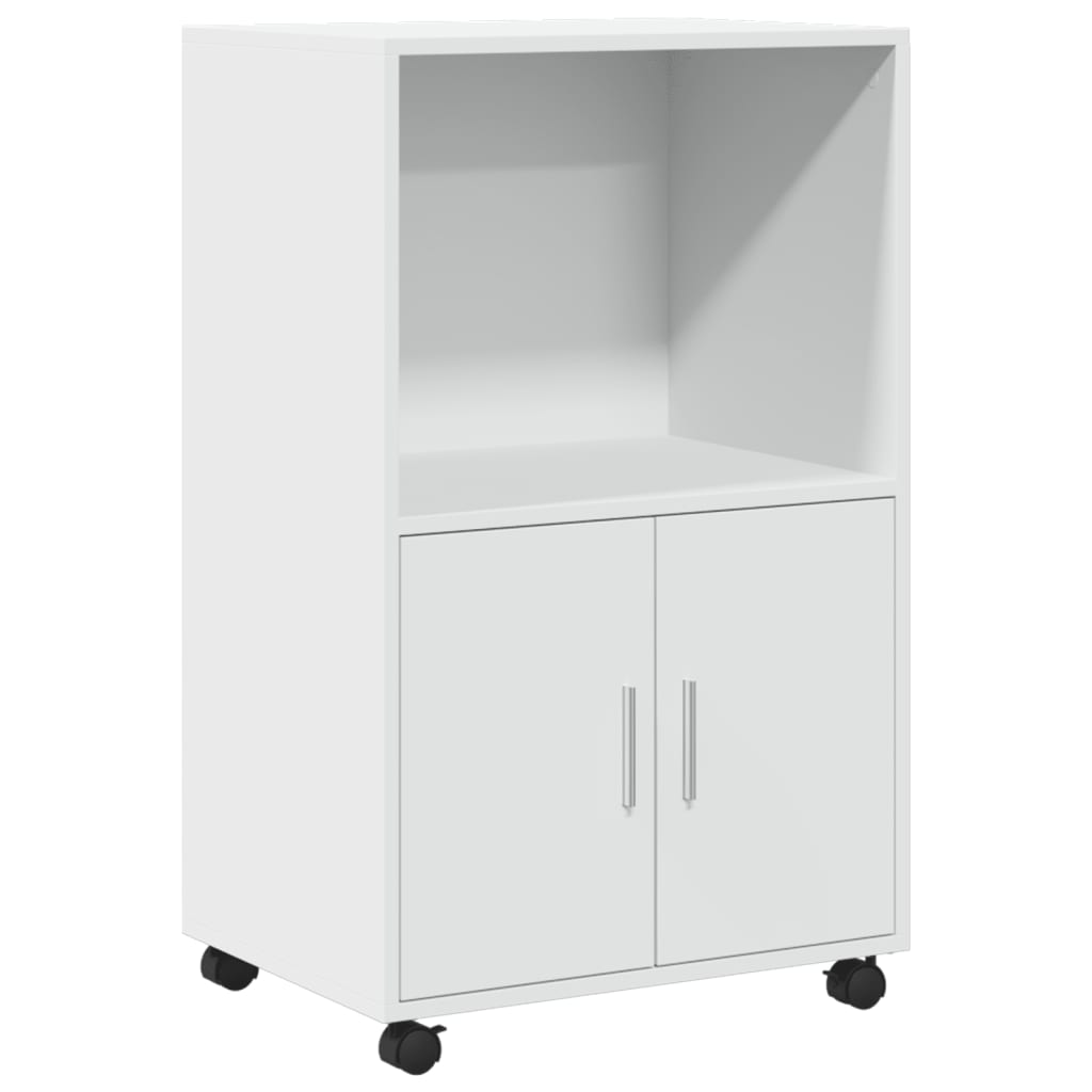 vidaXL Rolling Cabinet White 55x40x91 cm Engineered Wood