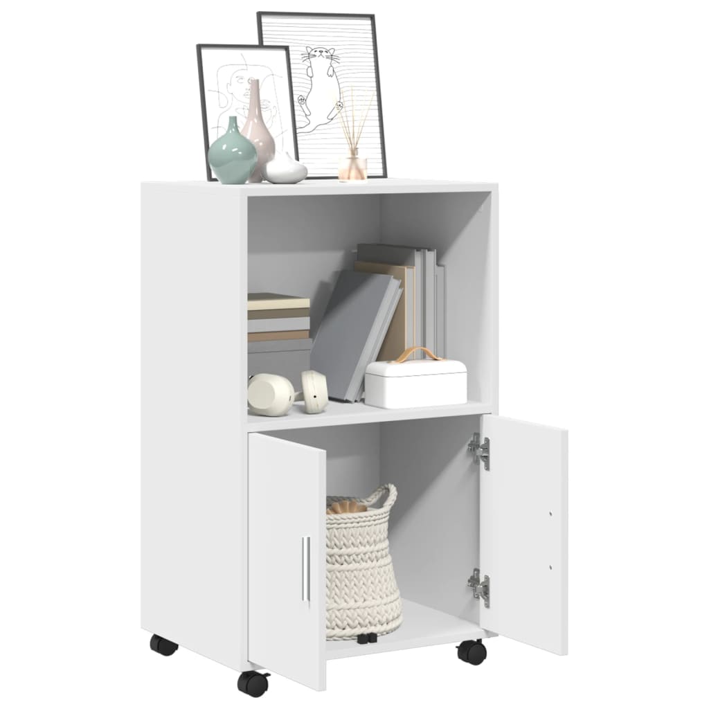 vidaXL Rolling Cabinet White 55x40x91 cm Engineered Wood