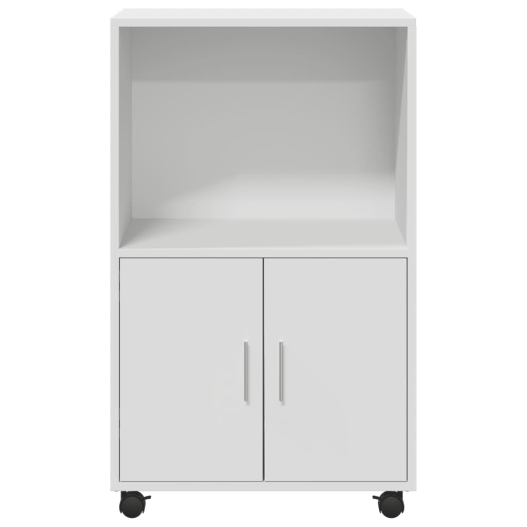 vidaXL Rolling Cabinet White 55x40x91 cm Engineered Wood