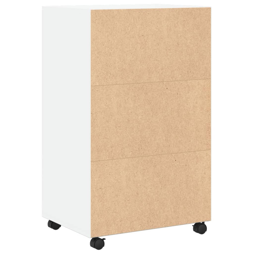 vidaXL Rolling Cabinet White 55x40x91 cm Engineered Wood