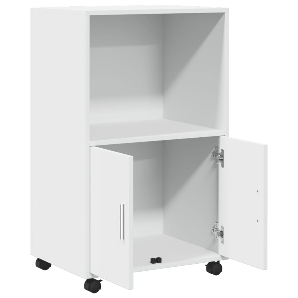 vidaXL Rolling Cabinet White 55x40x91 cm Engineered Wood