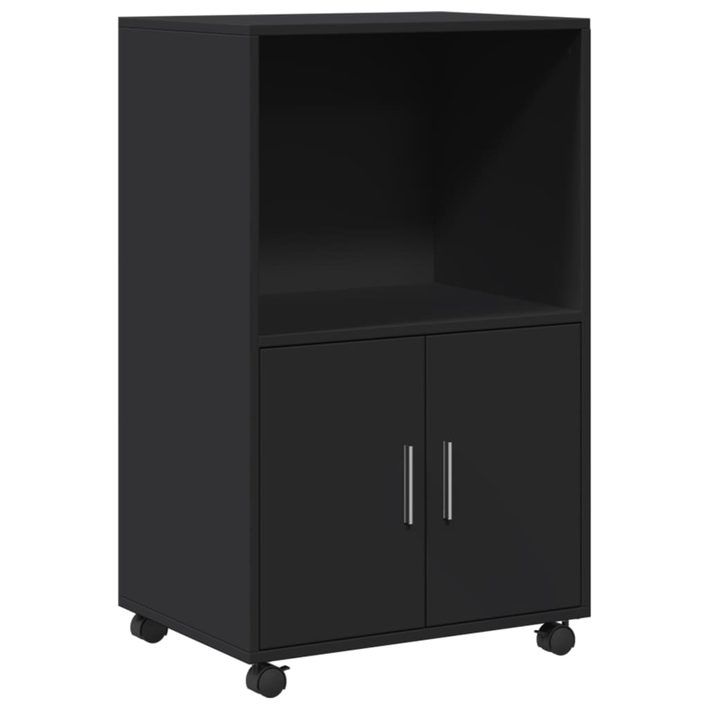 vidaXL Rolling Cabinet Black 55x40x91 cm Engineered Wood