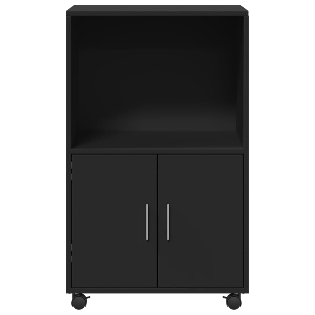 vidaXL Rolling Cabinet Black 55x40x91 cm Engineered Wood