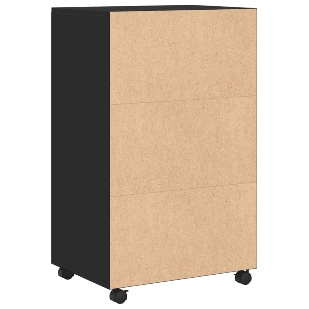 vidaXL Rolling Cabinet Black 55x40x91 cm Engineered Wood