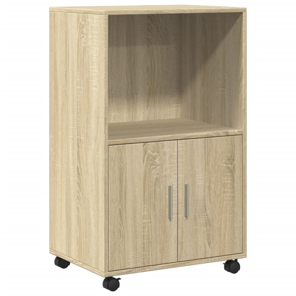 vidaXL Rolling Cabinet Sonoma Oak 55x40x91 cm Engineered Wood