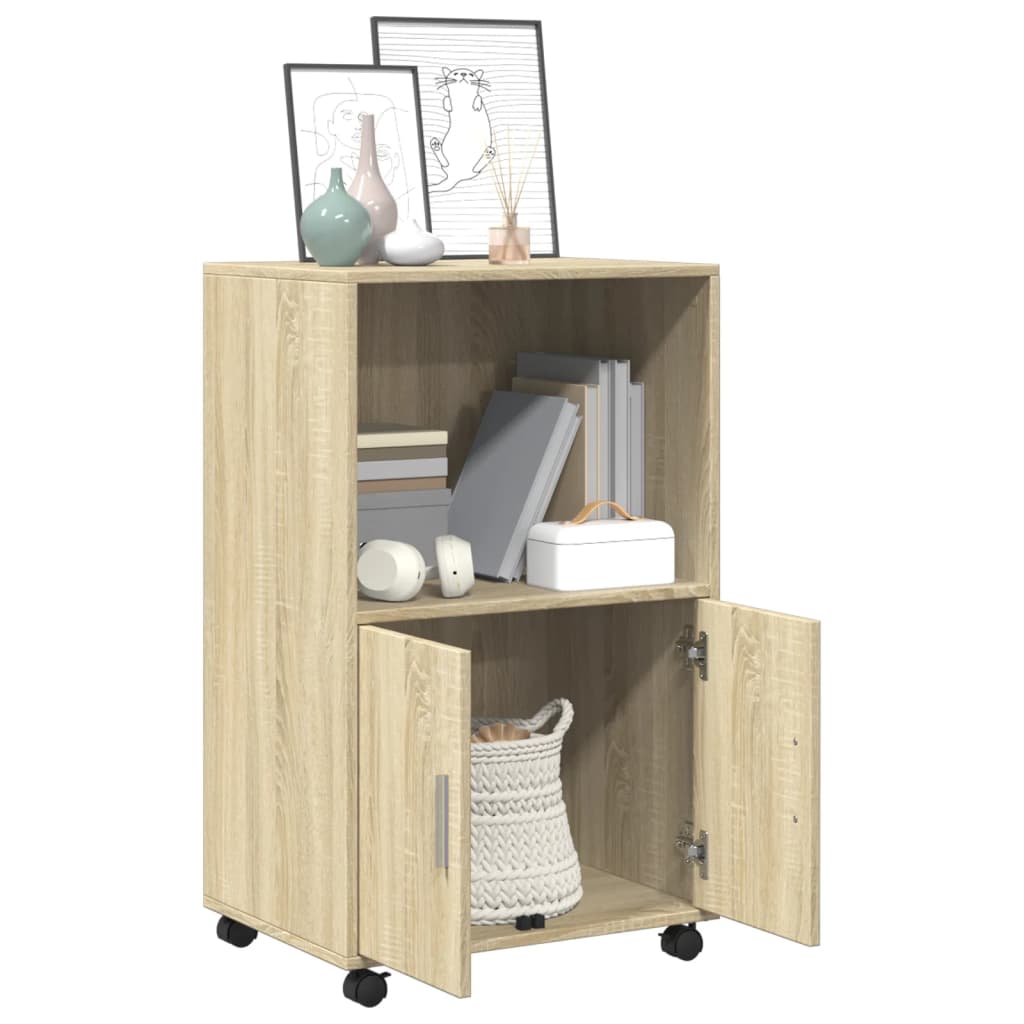 vidaXL Rolling Cabinet Sonoma Oak 55x40x91 cm Engineered Wood