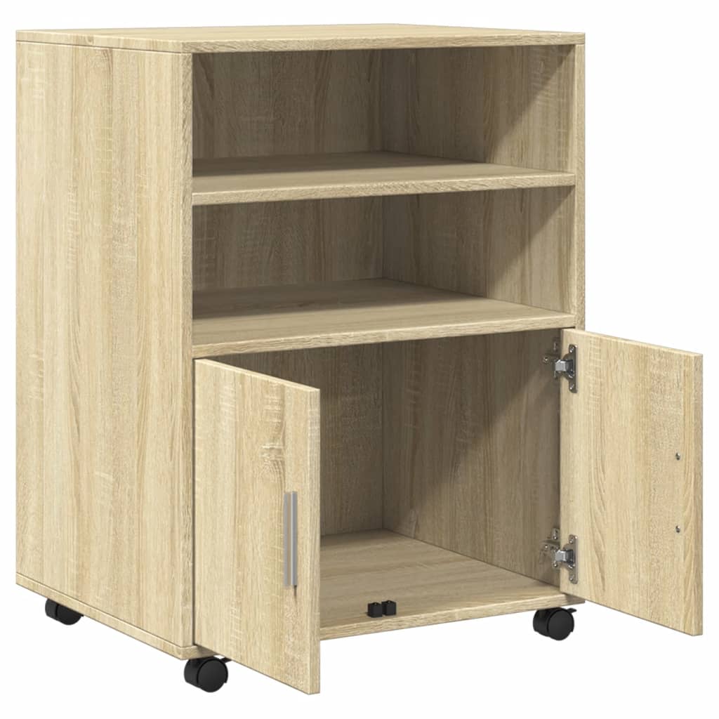 vidaXL Rolling Cabinet Sonoma Oak 55x40x91 cm Engineered Wood