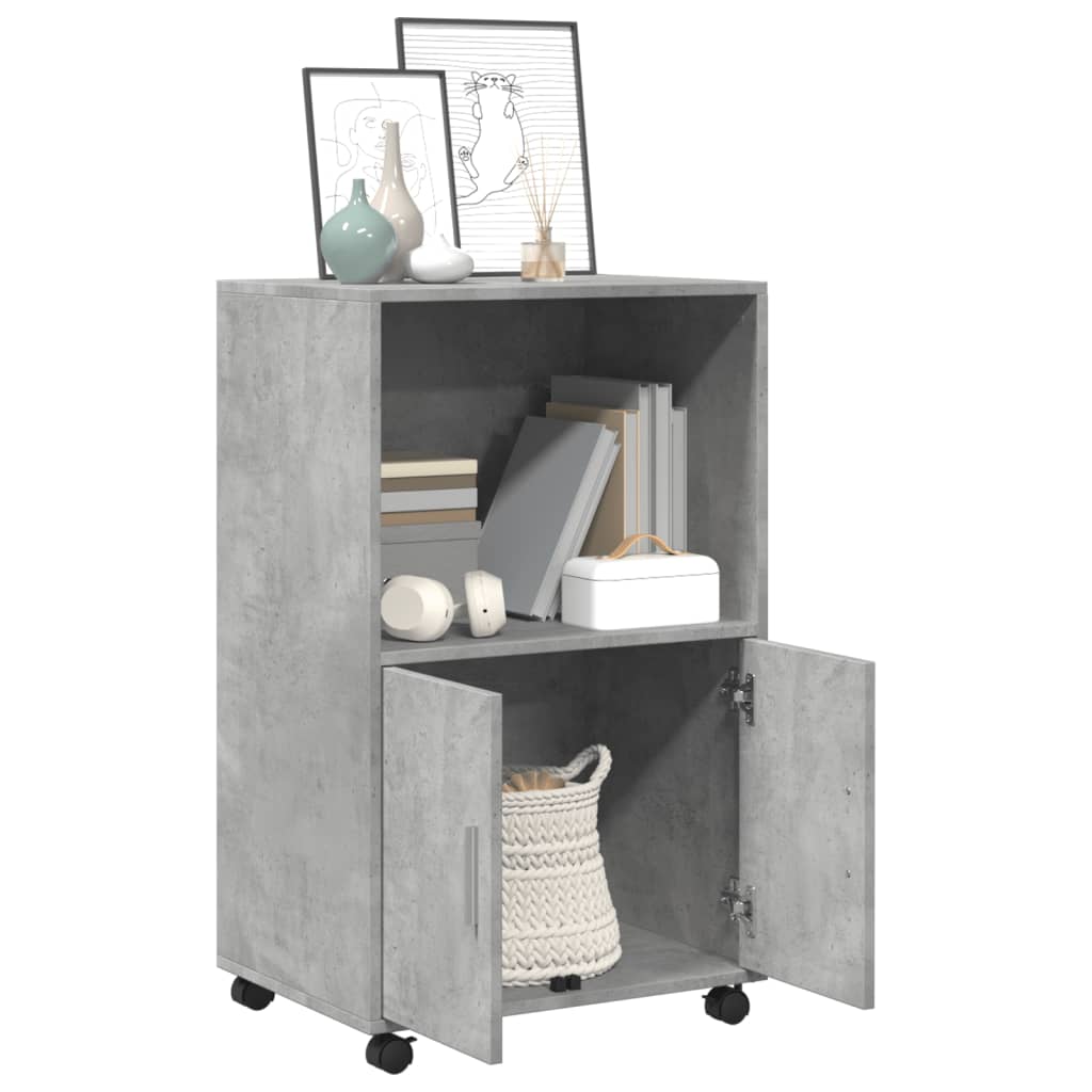 vidaXL Rolling Cabinet Concrete Grey 55x40x91 cm Engineered Wood