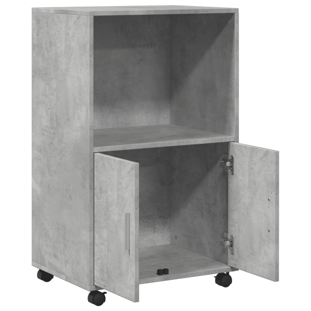 vidaXL Rolling Cabinet Concrete Grey 55x40x91 cm Engineered Wood