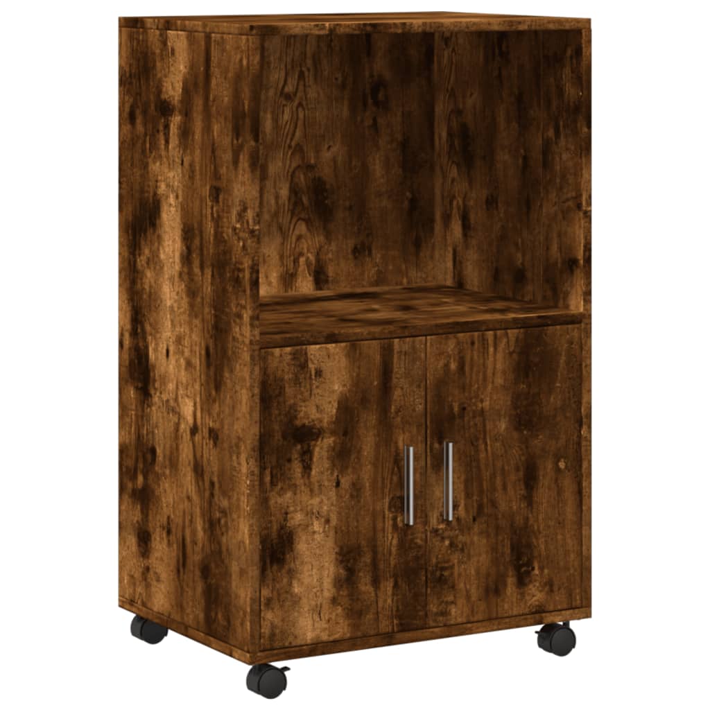 vidaXL Rolling Cabinet Smoked Oak 55x40x91 cm Engineered Wood