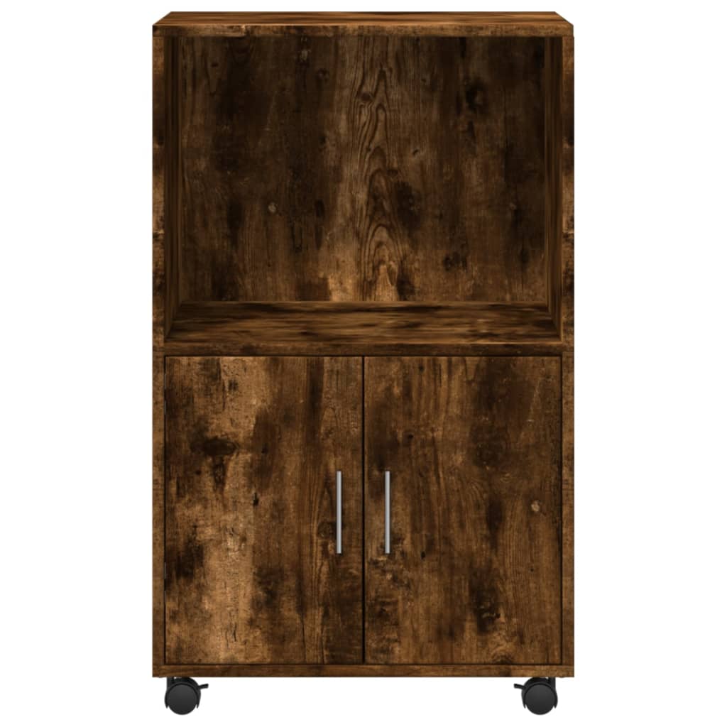 vidaXL Rolling Cabinet Smoked Oak 55x40x91 cm Engineered Wood