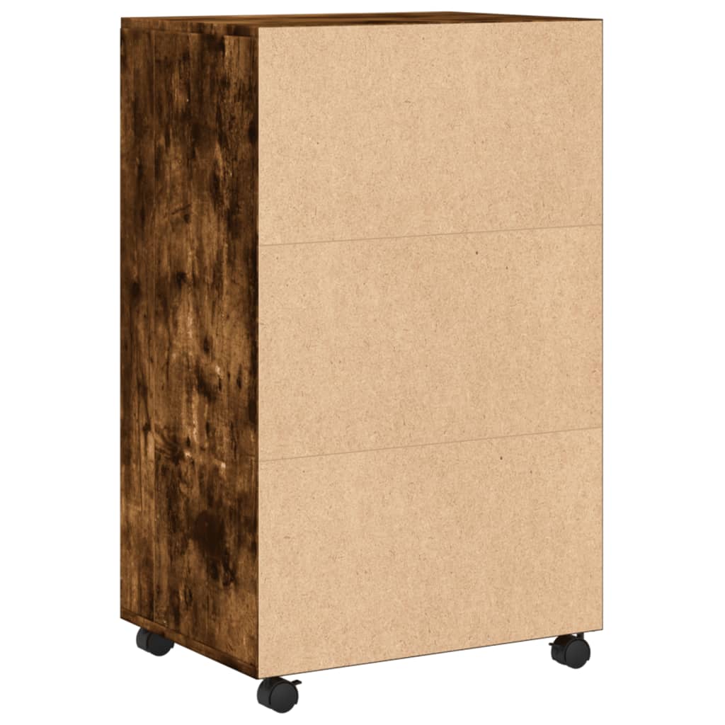 vidaXL Rolling Cabinet Smoked Oak 55x40x91 cm Engineered Wood