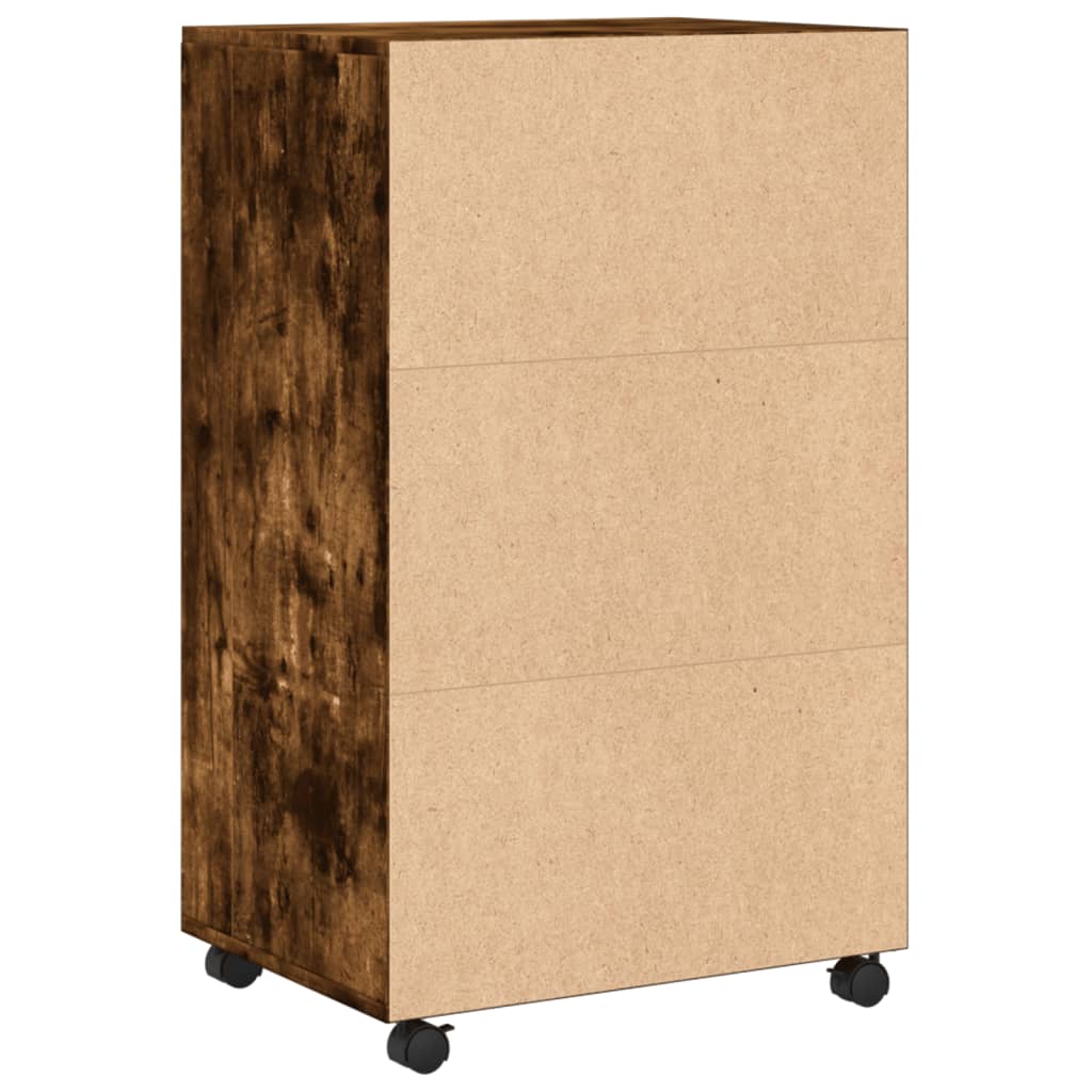 Rolling Cabinet Smoked Oak 55x40x91 cm Engineered Wood