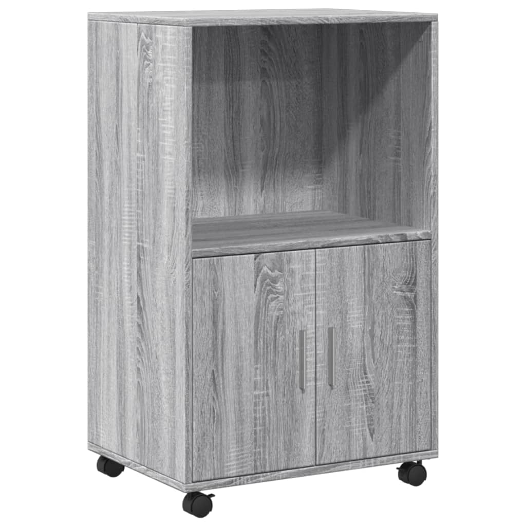 vidaXL Rolling Cabinet Grey sonoma 55x40x91 cm Engineered Wood