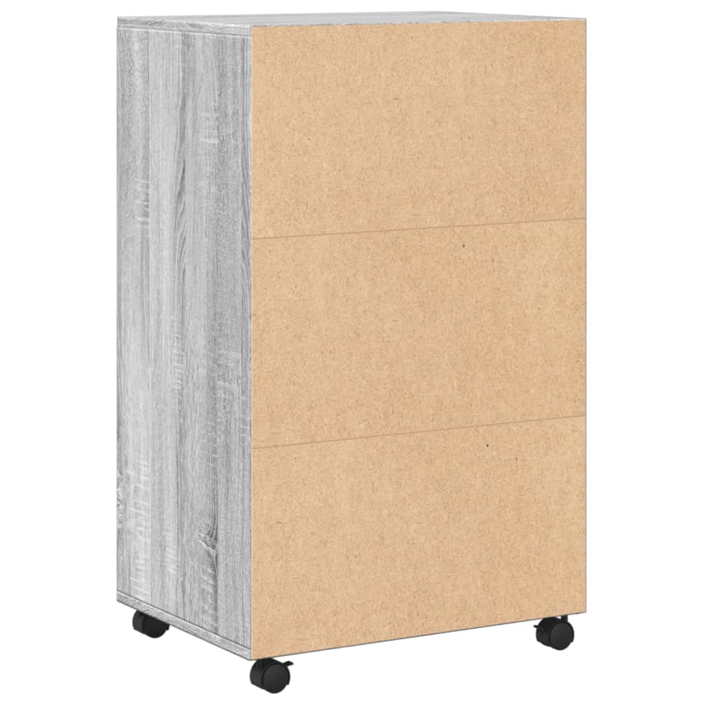 vidaXL Rolling Cabinet Grey sonoma 55x40x91 cm Engineered Wood