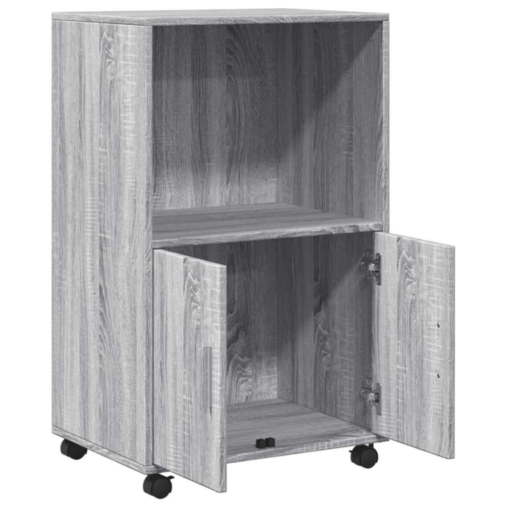 vidaXL Rolling Cabinet Grey sonoma 55x40x91 cm Engineered Wood