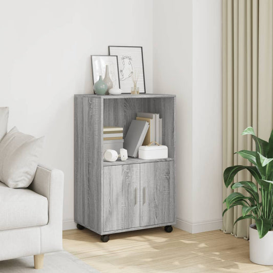 vidaXL Rolling Cabinet Grey sonoma 55x40x91 cm Engineered Wood