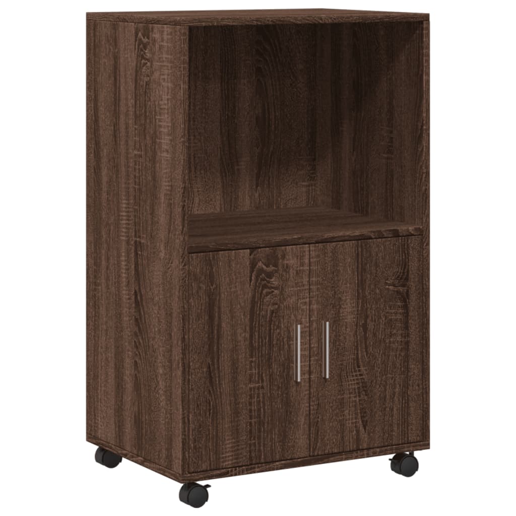 vidaXL Rolling Cabinet Brown Oak 55x40x91 cm Engineered Wood