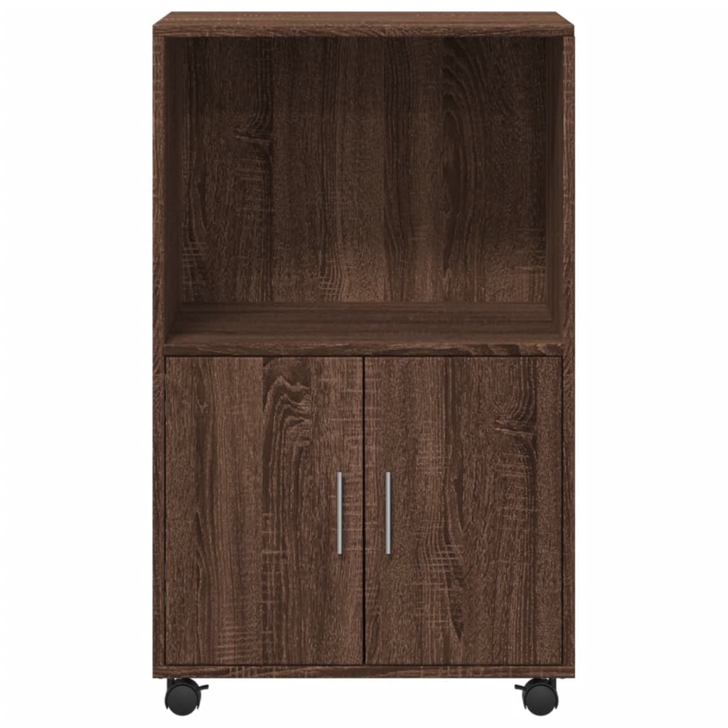 vidaXL Rolling Cabinet Brown Oak 55x40x91 cm Engineered Wood