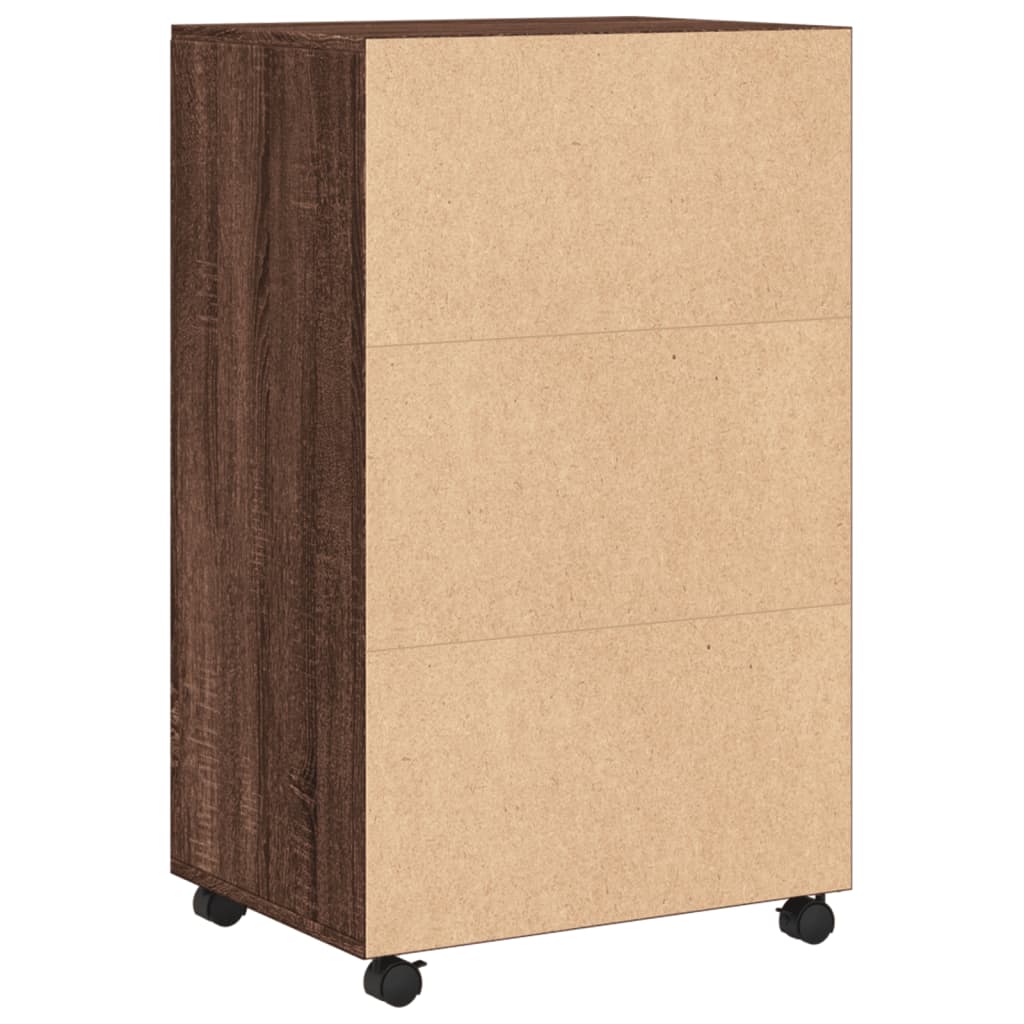 vidaXL Rolling Cabinet Brown Oak 55x40x91 cm Engineered Wood