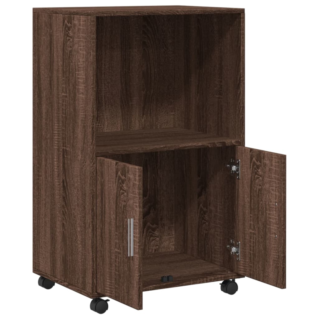 vidaXL Rolling Cabinet Brown Oak 55x40x91 cm Engineered Wood