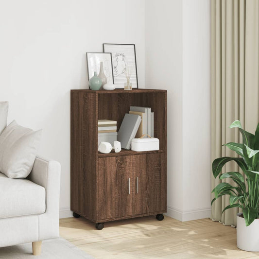 vidaXL Rolling Cabinet Brown Oak 55x40x91 cm Engineered Wood