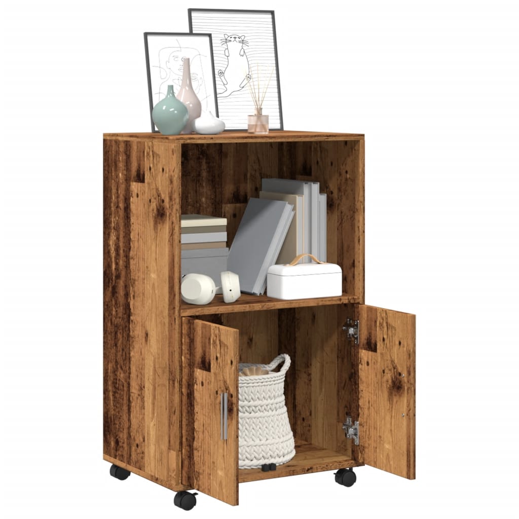 vidaXL Rolling Cabinet Old Wood 55x40x91 cm Engineered Wood