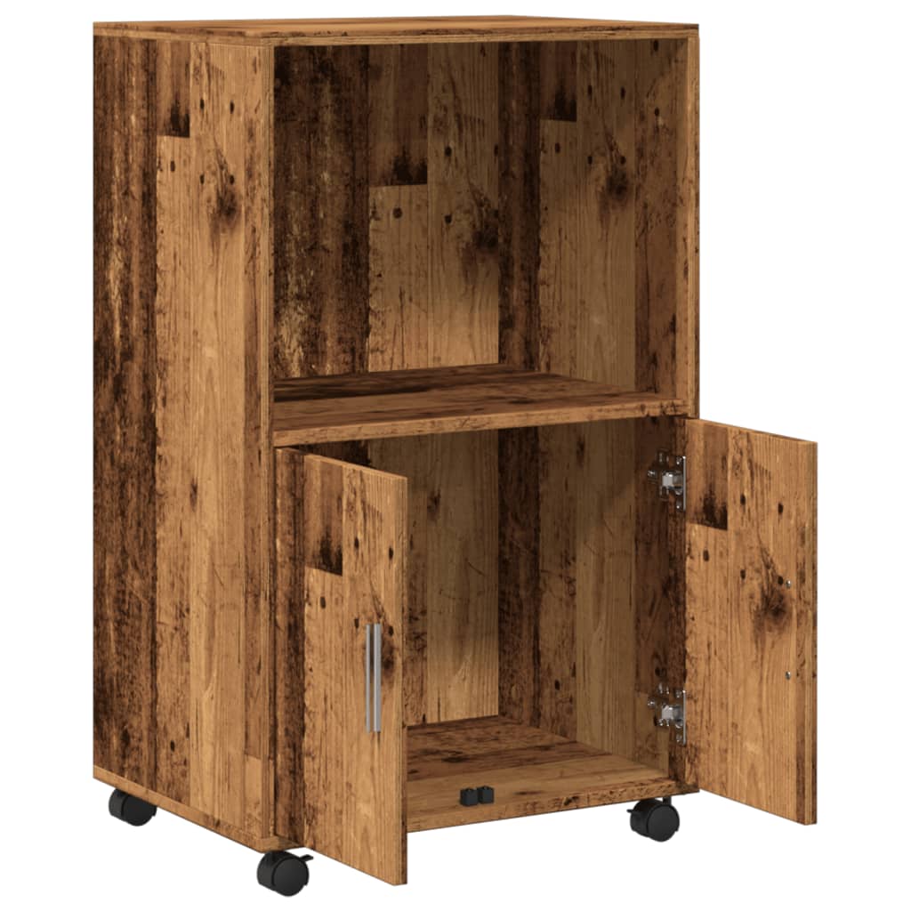 vidaXL Rolling Cabinet Old Wood 55x40x91 cm Engineered Wood