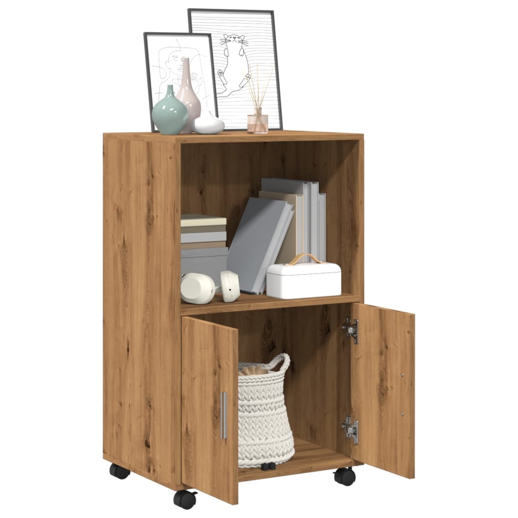 vidaXL Rolling Cabinet Artisian Oak 55x40x91 cm Engineered Wood