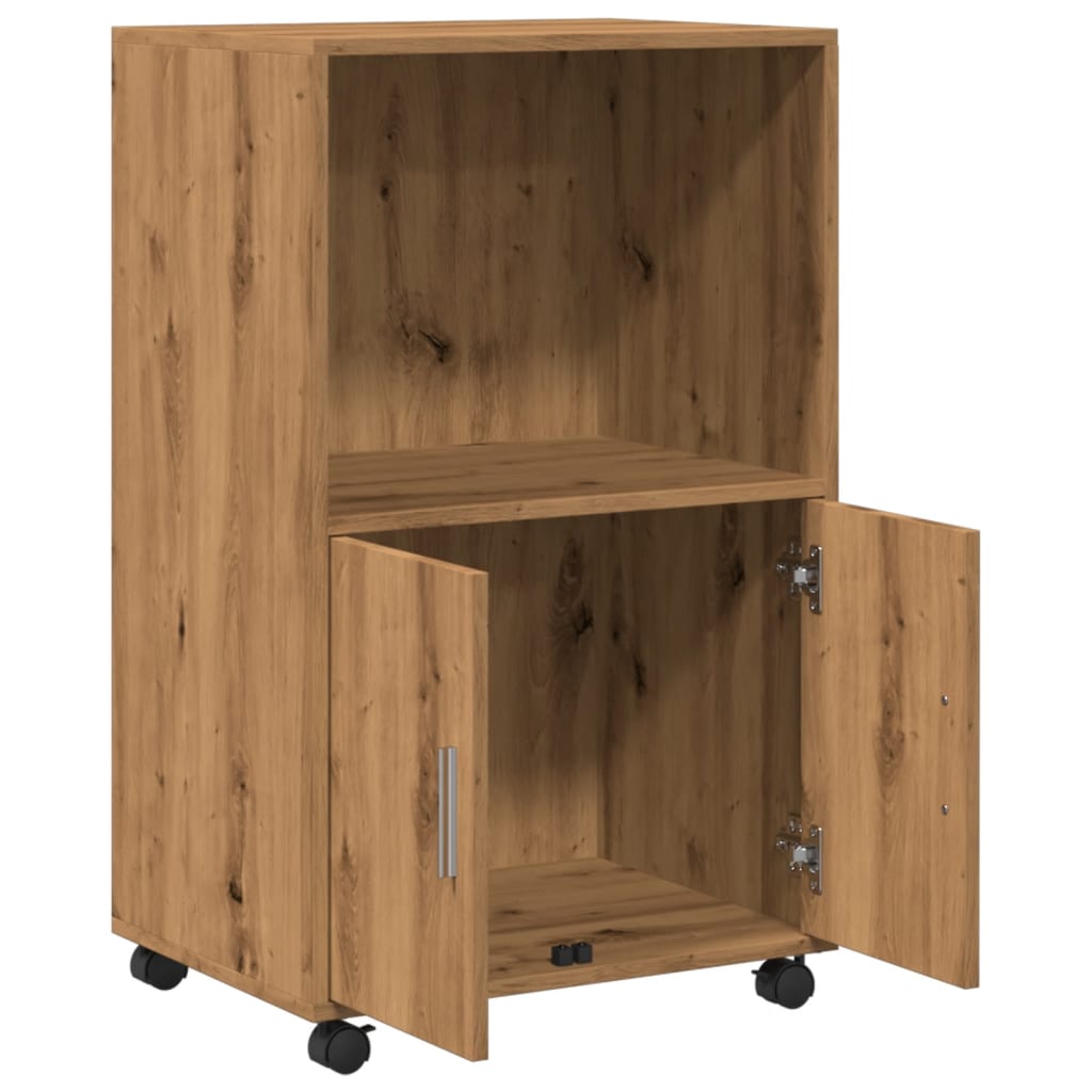 vidaXL Rolling Cabinet Artisian Oak 55x40x91 cm Engineered Wood