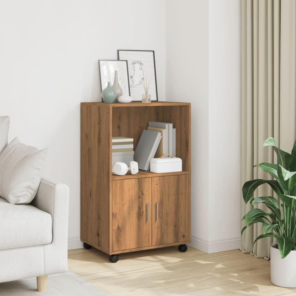 vidaXL Rolling Cabinet Artisian Oak 55x40x91 cm Engineered Wood