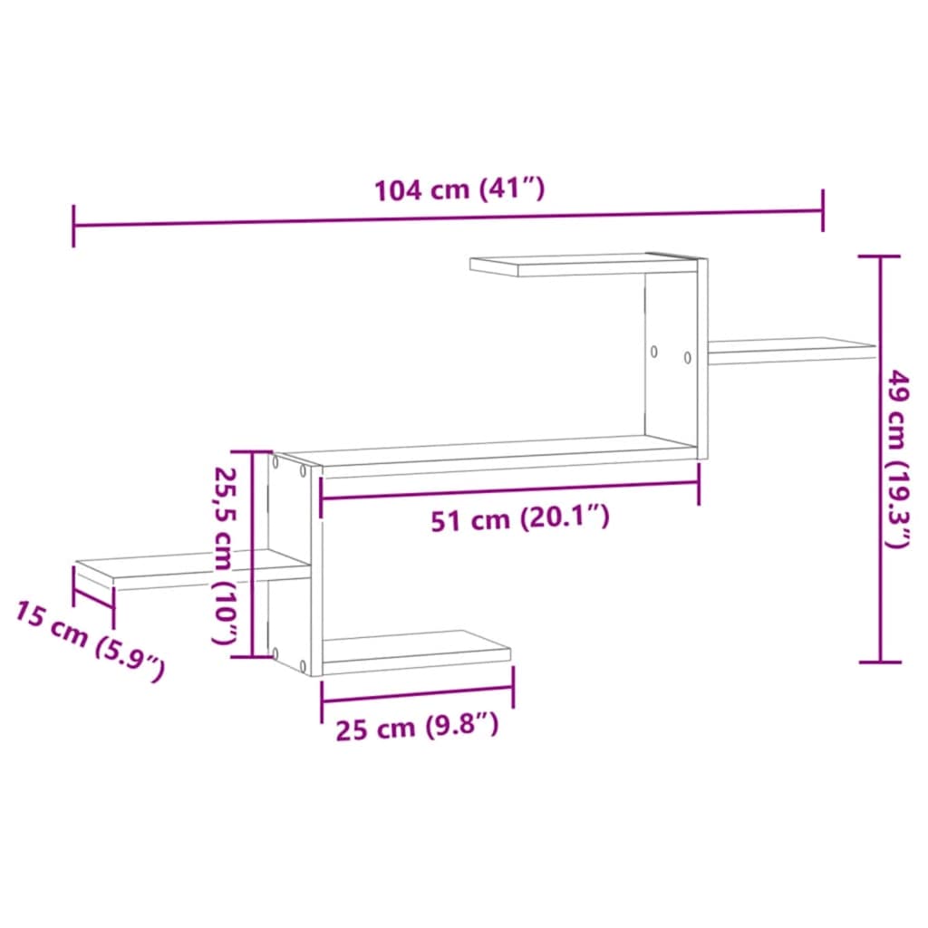 Wall Shelf Artisian Oak 104x15x49 cm Engineered Wood