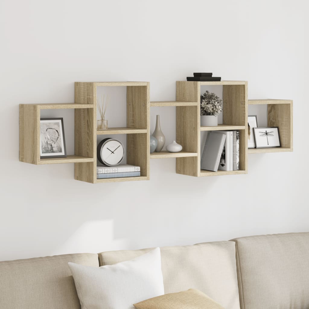 Wall Shelf Sonoma Oak 129x18x42 cm Engineered Wood