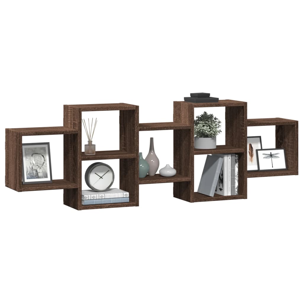 Wall Shelf Brown Oak 129x18x42 cm Engineered Wood