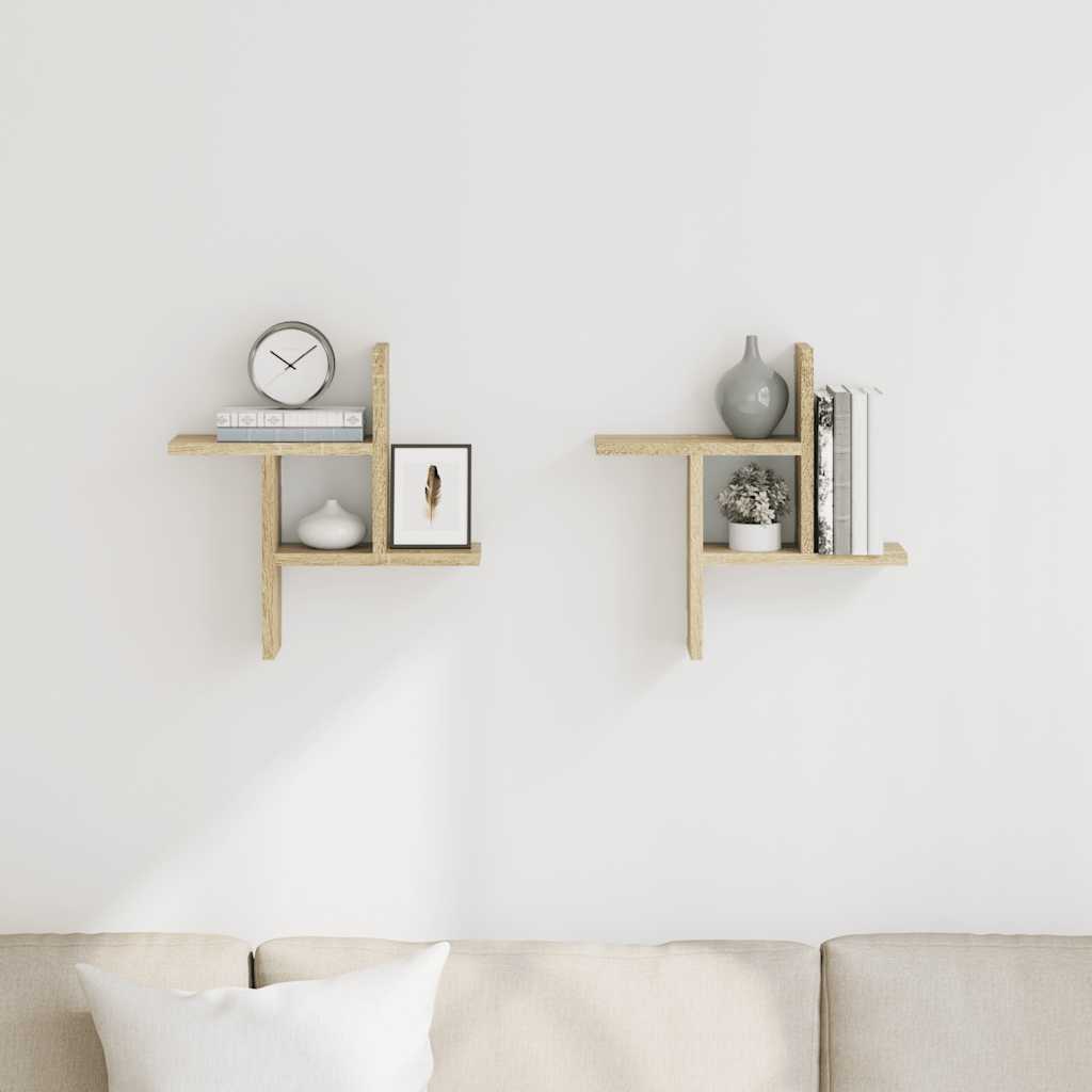 Wall Shelves 2 pcs Sonoma Oak 38x12x38 cm Engineered Wood