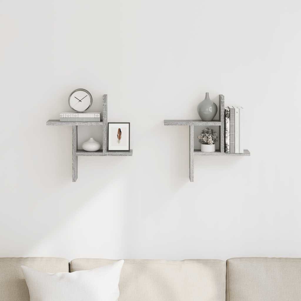 Wall Shelves 2 pcs Grey Sonoma 38x12x38 cm Engineered Wood