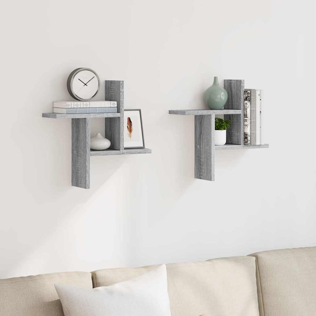 Wall Shelves 2 pcs Grey Sonoma 38x12x38 cm Engineered Wood