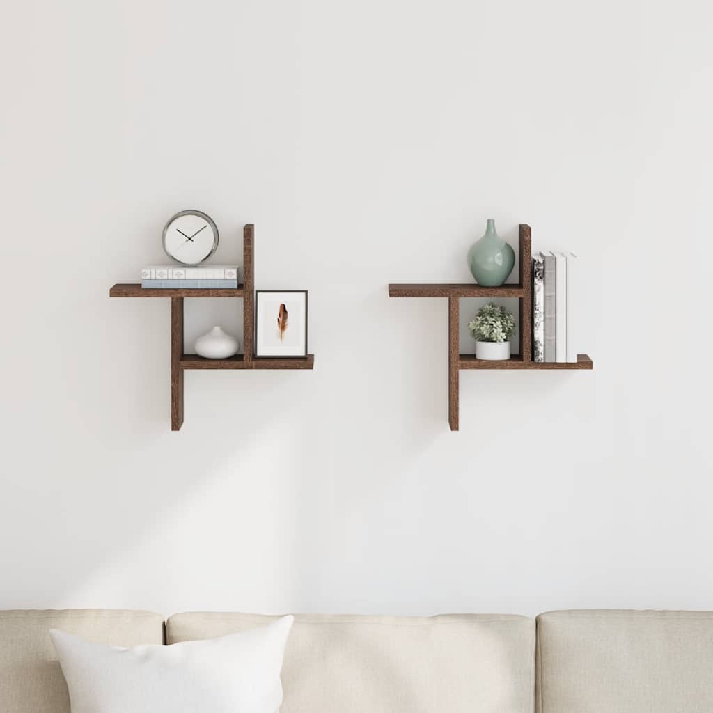 Wall Shelves 2 pcs Brown Oak 38x12x38 cm Engineered Wood