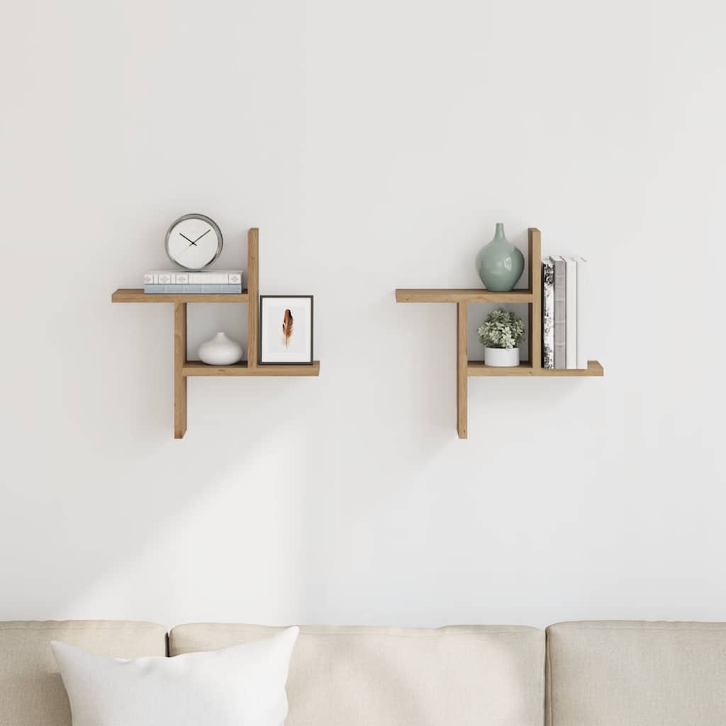 Wall Shelves 2 pcs Artisian Oak 38x12x38 cm Engineered Wood